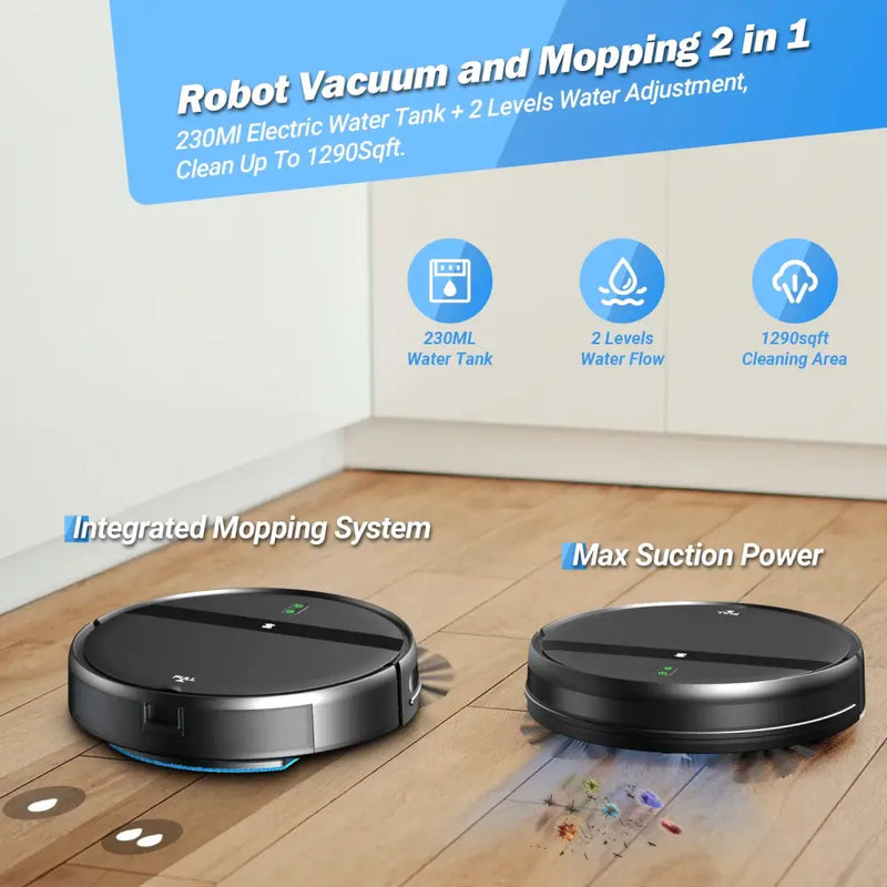 Smart GOOVI Robot Vacuum Cleaner 1400Pa Strong Suction 2500mAh Battery 3in1 Mopping Sweeping Suction Supports