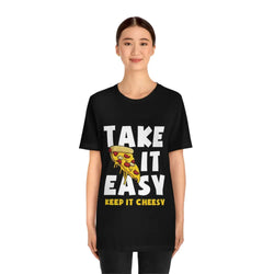 TAKE IT EASY • PIZZA TEE - Black / S - T-Shirt