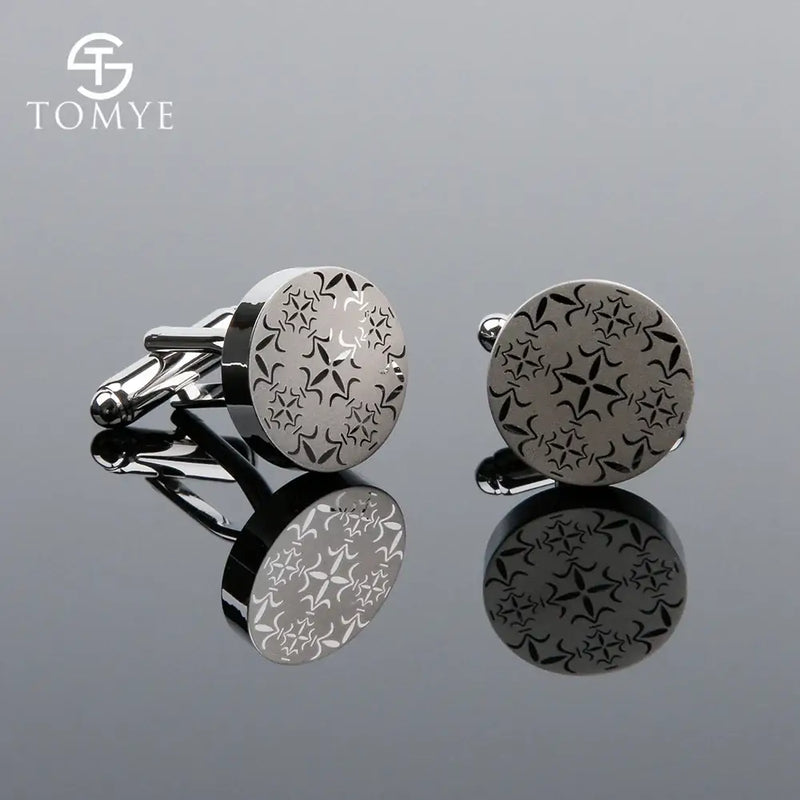 TOMYE Flat Round Plain CuffLinks - Cufflinks