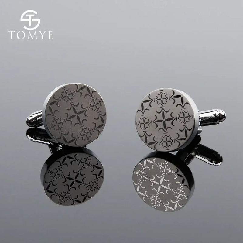 TOMYE Flat Round Plain CuffLinks - Cufflinks