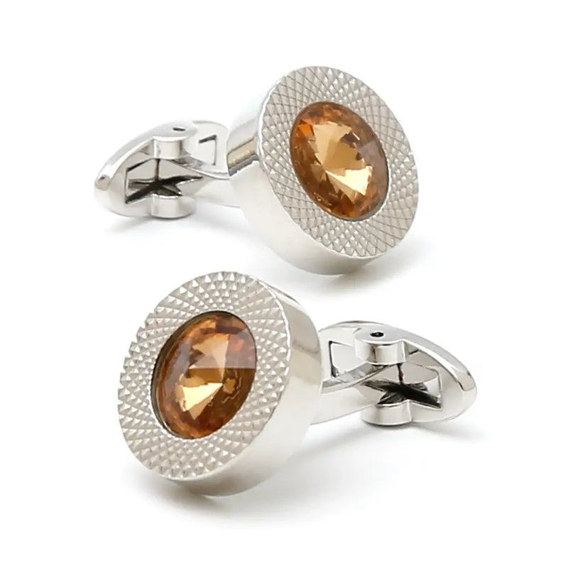 TOMYE Luxury Crystal Round Cufflinks - Cufflinks