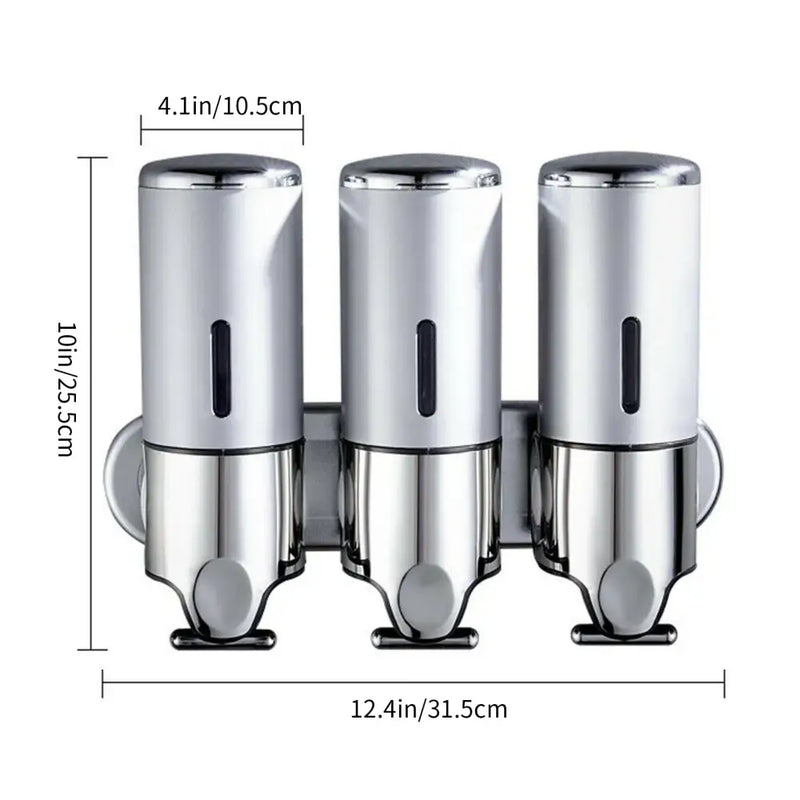 Wall Mount Shower Shampoo Soap Bottle Dispenser - silver 3pcs / CHINA - Home & Garden