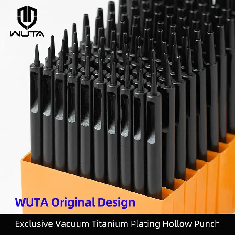 WUTA Plating Titanium Leather Hollow Punching Tool Set Round Hole Puncher DIY Craft for Leather Watch