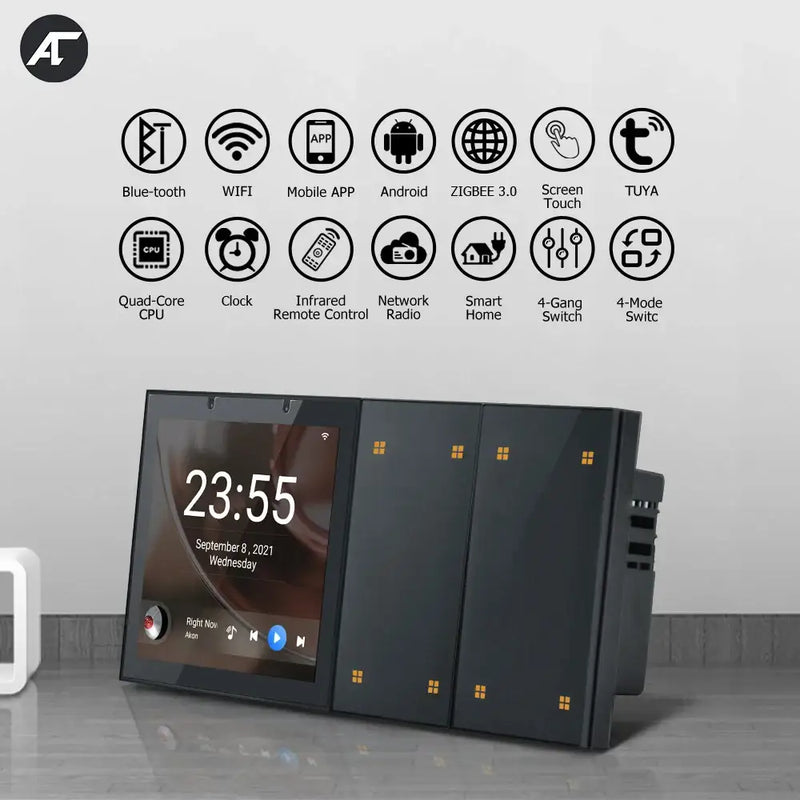 ZigBee Switch TUYA Smart Wall Amplifier Bluetooth WiFi Touch Screen Android 2*20W Amp Home Theater Sound System 4 Scene